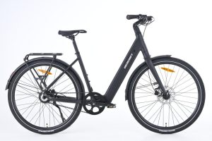 Rower elektryczny miejski VECOCRAFT Luna 1.0 z napędem pasowym Gates — widok z boku