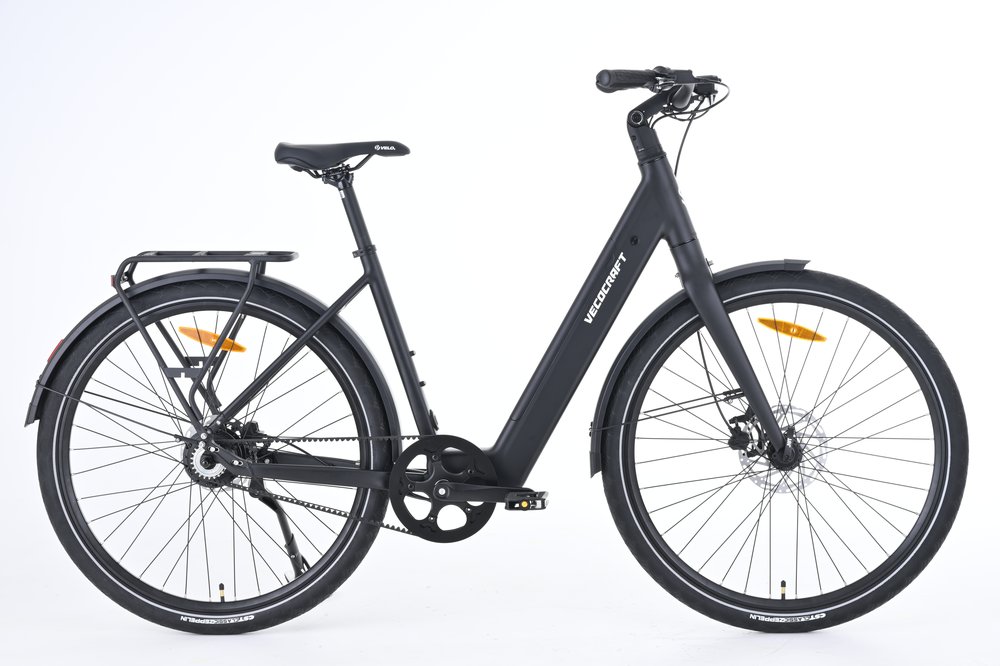 luna-1 Rower elektryczny miejski VECOCRAFT Luna 1.0 z napędem pasowym Gates — widok z boku